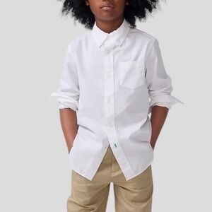 Crewcuts by J. Crew Boys White Button Down Long Sleeve Shirt Size 4-5